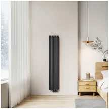 EMKE Flachheizkörper 1600 x 300 mm 557 W schwarz Mittelventil