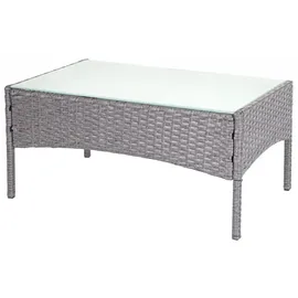 Mendler 2-1-1 Poly-Rattan Garten-Garnitur Halden, Sitzgruppe Lounge-Set Sofa ~ grau, Kissen creme