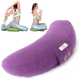 SEI Design Yogakissen Meditationskissen Yogakissen Halbmond mit Buchweizenschalen Füllung, gesticktes Motiv lila