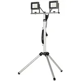 REV Ritter LED Arbeitsscheinwerfer mit Stativ - 2x20W, 2x1700lm, 6500K, Arbeitslampe für Baustelle, Werkstatt & Keller, Baulampe IP65 innen & außen, silber