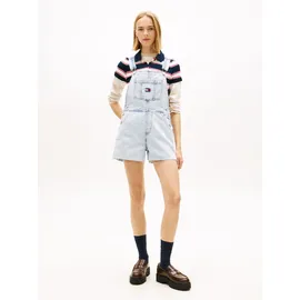 Tommy Hilfiger Kurzoverall TOMMY JEANS "MIA DUNGAREE SHORT EXT BJ6014", Damen, Gr. XS (34), N-Gr, denim light, Denim/Jeans, Obermaterial: 100% Baumwolle, unifarben, relaxed fit kurz, Overalls Kurzoverall, im lässigen Latzhosen-Design