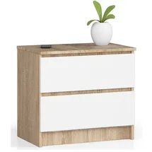 milord furniture Kommode K60 mit 2 Schubladen 60 x 55 x 40 cm Eiche / Weiß