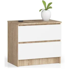 milord furniture Kommode K60 mit 2 Schubladen 60 x 55 x 40 cm Eiche / Weiß