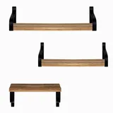 Intirilife Wandregal 3-tlg. 42 x 12 x 10,5 cm Braun/Schwarz