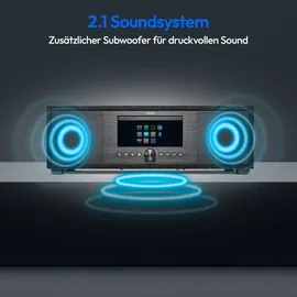 Medion LIFE® P66400 All-in-One Audio System schwarz Kompaktanlage, Subwoofer Weckfunktion, Sleep Einschlafautomatik) anthrazit