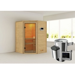 KARIBU Sauna »Antonia«, inkl. Saunaofen mit externer Steuerung, für 4 Personen - beige