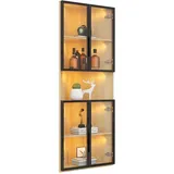 MODFU Eckvitrine MDF in Eichenoptik 62x32x160 cm mit LED-Beleuchtung, Sicherheitsglas und Soft-Close