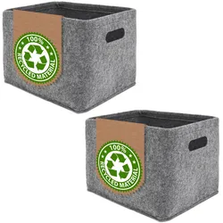 2x Filz Aufbewahrungsbox - 33x26x23 Filzkorb Aufbewahrung - Organizer Filz Korb