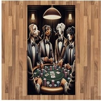 Teppich Flachgewebe Deko-Teppiche für das Wohn-,Schlaf-, und Essenszimmer, Abakuhaus, rechteckig, Hund Witzige Tiere im Anzug braun|grau|grün 80 cm x 150 cm