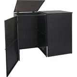 Mendler 2er-Mülltonnenverkleidung HWC-E25, Mülltonnenbox Mülltonnenabdeckung, Poly-Rattan 2x120l ~ schwarz