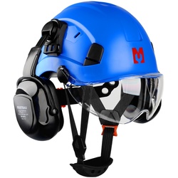 Mustbau Sicherheitshelm-Set, EN397 Schutzhelm mit Ohr- und Gesichtsschutz, verstellbares Kopfband von 53 bis 63 cm, strapazierfähiges ABS-Material