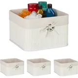 Relaxdays Aufbewahrungskorb Set aus Bambus 34 x 39 x 10 cm weiß