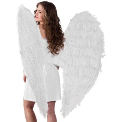 Boland Kostüm-Flügel Weiße Federflügel 120 x 120 cm, Große Engelsflügel aus echten Federn weiß