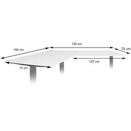 Mendler Eckschreibtisch HWC-D40 Braun