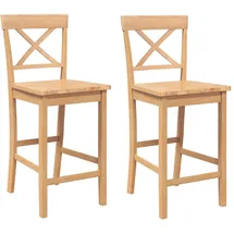 vidaXL Barhocker 2 Stk. Natur Massivholz Gummibaum
