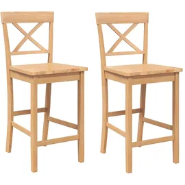 vidaXL Barhocker 2 Stk. Natur Massivholz Gummibaum