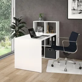 Vicco Schreibtisch Gael, Weiß, Computertisch mit Ablage Regal Raumteiler Bürotisch
