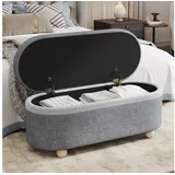 HAUSS SPOLE Schuhbank Mit Stauraum Aufklappbarer Deckel Weicher Sitzkomfort Flur Grau (Sitzbank– Stauraumbank Grau, B110/D41/H47 cm), mit Sitzbank grau 110 cm x 47 cm x 41 cm