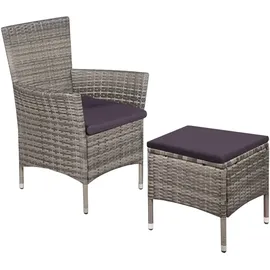 vidaXL Gartenstuhl 58 x 61 x 88 cm grau inkl. Hocker