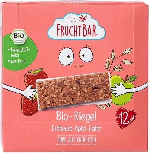 FruchtBar Bio-Riegel Erdbeere, Apfel & Hafer (ab 12 Monaten) 6 x 23 g