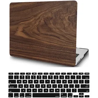 HBLX Hülle Kompatibel mit Neues MacBook Air 13 Zoll 2020 2019 2018 Freisetzung A1932 A2179 A2337 M1 mit Retina Display and Touch ID, Plastik Hartschale Snap Case & Tastaturabdeckung, Braun, Holz