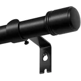 Gardinenstange Schwarz 80-305 cm, HOTOZON 25 mm Durchmesser Vorhangstange Ausziehbare, Teleskop Gardinenstange Fenster mit Kappenknäufen mit Halterungen, Gardinenstangen für Schlafzimmer, Wohnzimmer