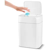 Gaethra 16L Mülleimer mit Sensor, Automatik Touchless Mülleimer mit Hand und Knie Sensor, Schnelle Reaktion, Leise, Leicht zu Reinigen, Ideal für Badezimmer, Schlafzimmer, Küchen, Wohnzimmer(Weiß)