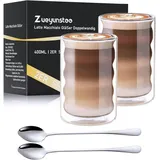 LuxusKollektion Latte-Macchiato-Glas Doppelwandige Latte Macchiato Gläser 400ml, 2er Set Borosilikatglas