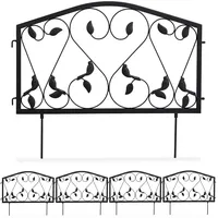 Relaxdays Beetzaun, 4-teilige Beetumrandung für Garten, Steckzaun Eisen, antik,