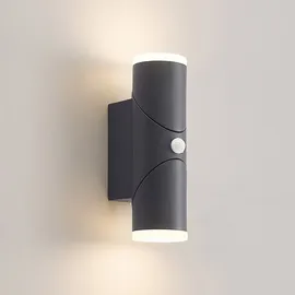 LINDBY Außenwandleuchte Aluminium 10,6 cm x 6,5 cm x 22,0 cm mit Bewegungsmelder schwarz