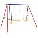 Outsunny Kinderschaukel mit 2 Schaukeln und einer Wippe bunt 290 x 180 x 196 cm(LxBxH)