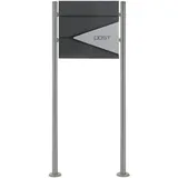 ML-Design Standbriefkasten mit Zeitungsfach Pfosten 120 cm Anthrazit-Silber