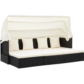 vidaXL Polyrattan Sonnenbett wasserabweisend schwarz