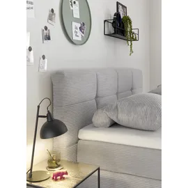 Set One by Musterring Boxspringbett "Fairfield", grau (hellgrau), B:204cm L:218cm, 92% Polyester, 8% Nylon, SET ONE BY MUSTERRING, Komplettbetten, Boxspringbett, mit Metallfuß schwarz, Wendematratze, Breite 160 oder 180 cm