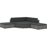 VidaXL 6-tlg. Garten-Lounge-Set mit Kissen Poly Rattan Grau