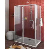 Polysan Lucis Line Komplettdusche mit Schiebetür 100 x 200 cm Schwarz L/R Variante