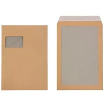 Viking Versandtaschen mit Papprückwand C4 110 g/m2 Braun Mit Fenster Abziehstreifen 229 x 324 mm 100 Stück
