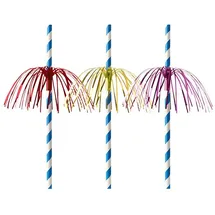 Papstar Trinkhalme Papier Ø 6 mm 20 cm 50 St. Blau/Weiß