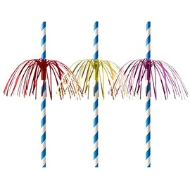 Papstar Trinkhalme Papier Ø 6 mm 20 cm 50 St. Blau/Weiß