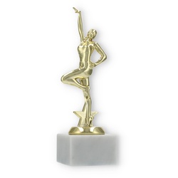 Pokal Kunststofffigur Jazz Dance gold auf weißem Marmorsockel 21,7cm