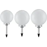 Expo Börse Solarlampe Solarleuchte Kugellampe Gartenleuchte Kugelleuchte Wegelampe, IP44 Akku Erdspieß, weiß silber, 4x LED warmweiß
