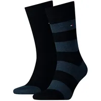 TOMMY HILFIGER Herren Socken, 2er Pack - Rugby Sock, Strümpfe, Streifen, uni/gestreift Dunkelblau 43-46