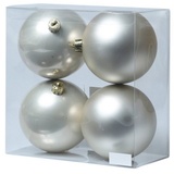 MARELIDA Christbaumkugeln - Weihnachtsbaumkugeln - bruchfest - D: 10cm - glänzend/matt - creme - 4er Set