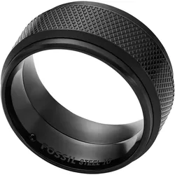 Fingerring FOSSIL "Schmuck Geschenk Edelstahl Ring Knox, JF04824001" Gr. 19, schwarz, Fingerringe, Damen, 19, Edelstahl, 12mm
