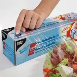 Papstar Frischhaltefolie,PVC ohne DEHP-Weichmacher 10517 , Format: 300 m x 45 cm, Stärke: 7 my