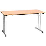 Sodematub Mehrzwecktisch ahorn rechteckig, Vierkantrohr silber, 120,0 x 80,0 x 74,0 cm