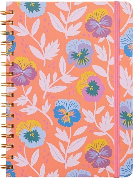 Jubiluu A5 Hardcover-Notizbuch mit Spiralbindung, liniert – 96 Blatt (100 g/m2 Druckpapier), mit Gummiband – Klassisches Notizbuch in Creme, liniert, für Schreiben, Schule, Büro und als Geschenk – Orangenblüte