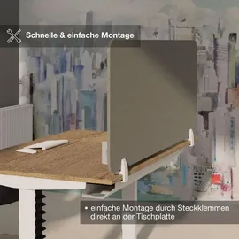 Assmann Electronic Assmann Tischtrennwand, Dunkelgrau, Schwarz, Textil, 1.2x56.2x160 cm, Arbeitszimmer, Schreibtische, Schreibtischkombination