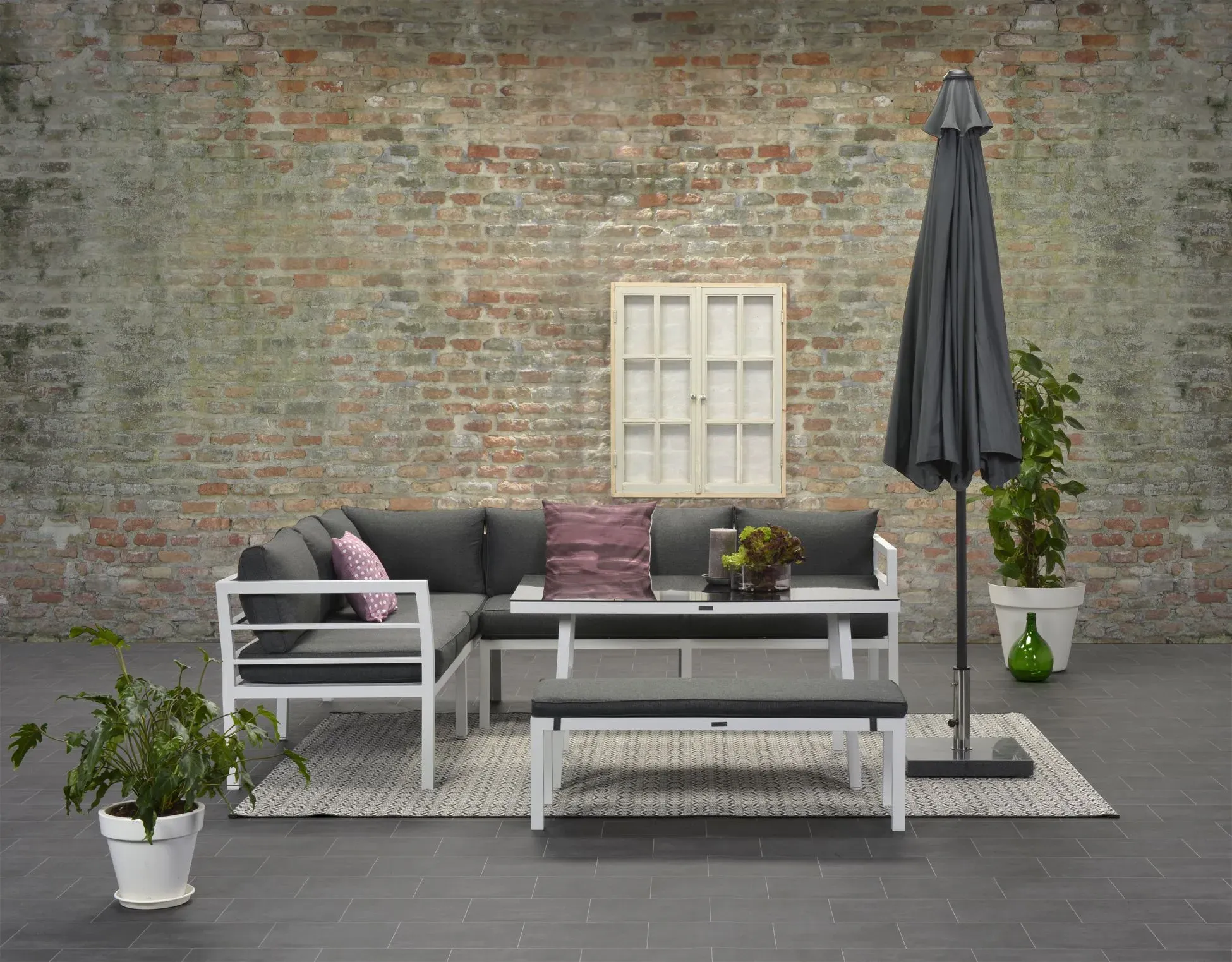 Garden Impressions BLAKES Aluminium Ecklounge Gartenmöbel Sitzgruppe links weiß