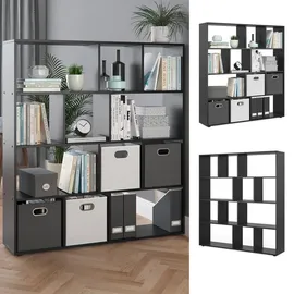 Vicco Raumteiler Pilar Bücherregal Standregal Büroregal 12 Fächer Schwarz 131.6 x 143 cm